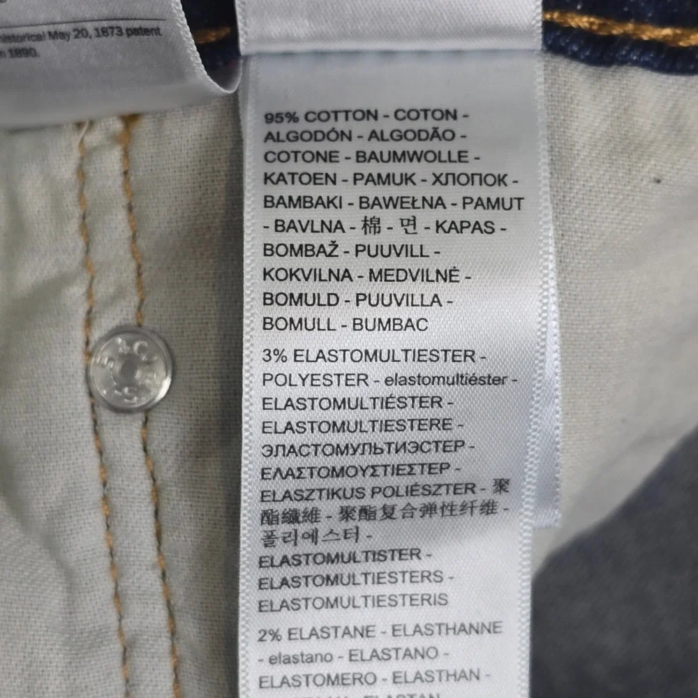 Levi's 505 Regular Fit Jeans Mens 36x30 Dark Wash Blue Stretch Denim Whiskering